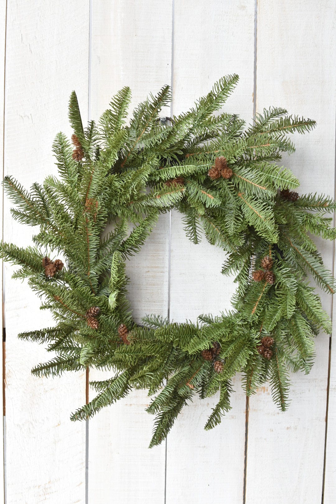 24" Faux Green Spruce Real Touch Wreath w/Faux Pinecones